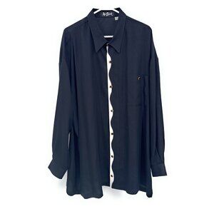 Vintage Alan Stuart Long Sleeve Shirt Men's 3XT Button Black‎ Pocket